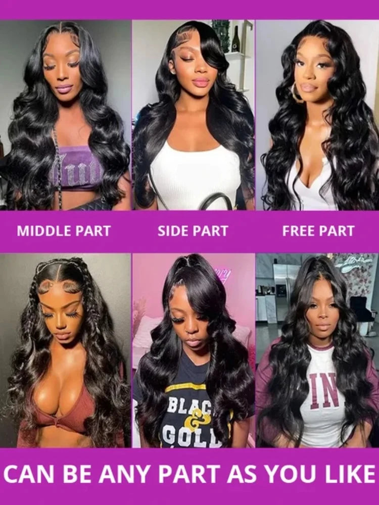 Wigs Glueless 13x6 Body Wave Human Hair Wig 13x4 Lace Wig With PrePlucked Hairline 5x5 Real Human Hair Wigs Bouncy Natural Black