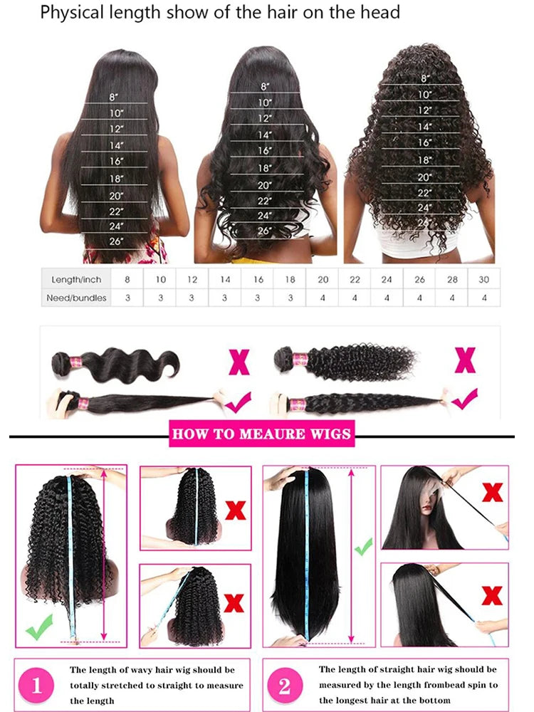 30-40 Inch 5x5 Glueless Human Hair Wig, 250 Density, 13x6 HD Transparent Lace Frontal, 13x4 Body Wave Lace Front Wig for Women