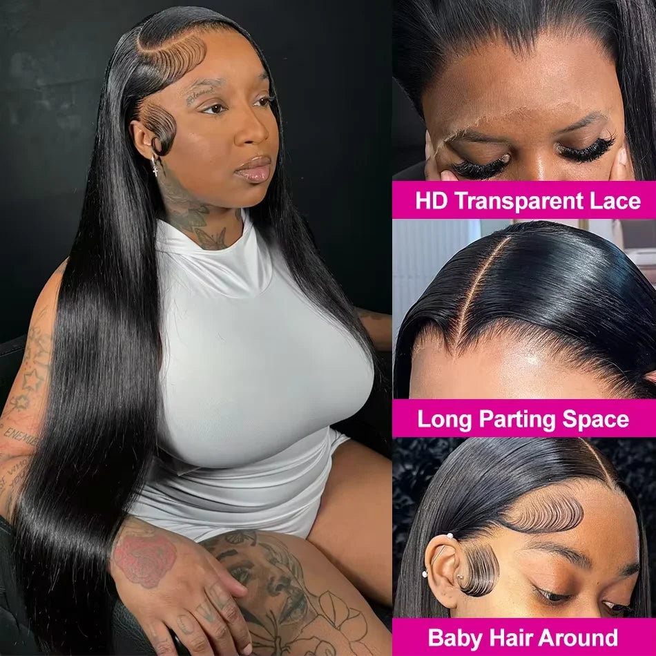 30-40 Inch 5x5 Glueless Human Hair Wig, 250 Density, 13x6 HD Transparent Lace Frontal, 13x4 Body Wave Lace Front Wig for Women