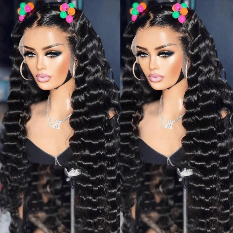250 Density Curly 13x6 13×4 5×5 HD Transparent Deep Wave Lace Front Wig Human Hair For Black Women 40 42 Inch Pre Plucked Brazil