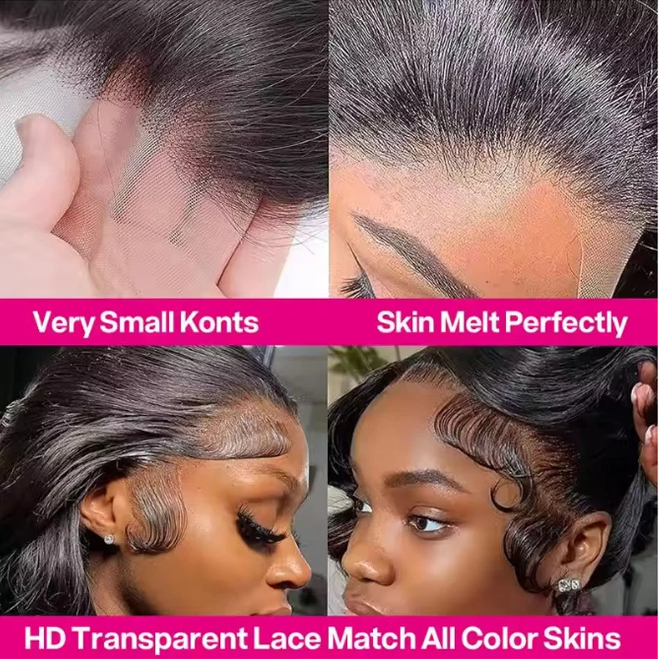 30-40 Inch 5x5 Glueless Human Hair Wig, 250 Density, 13x6 HD Transparent Lace Frontal, 13x4 Body Wave Lace Front Wig for Women