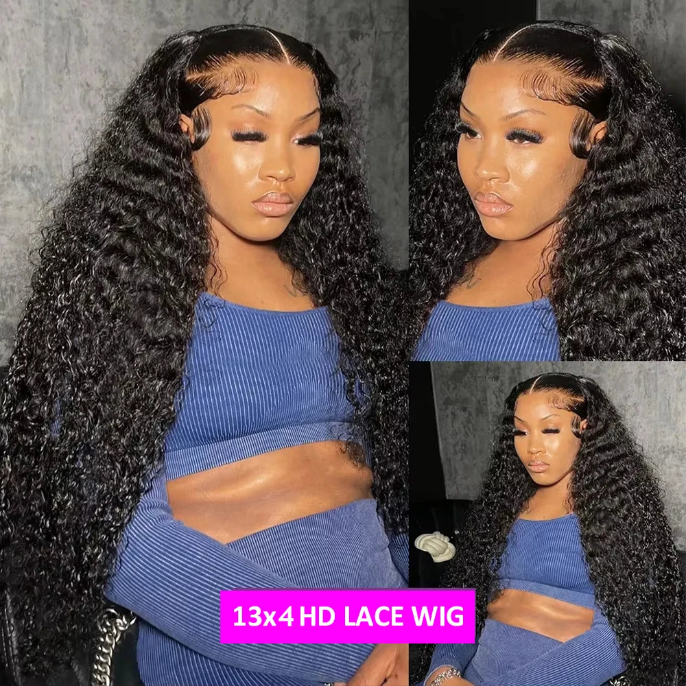 13x6 Lace Front Wigs Human Hair 200 Density Pre Plucked Deep wave 13x4 HD Lace Frontal Wigs Human Hair with Baby Hair for Women