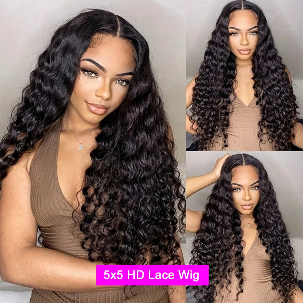 13x6 Lace Front Wigs Human Hair 200 Density Pre Plucked Deep wave 13x4 HD Lace Frontal Wigs Human Hair with Baby Hair for Women