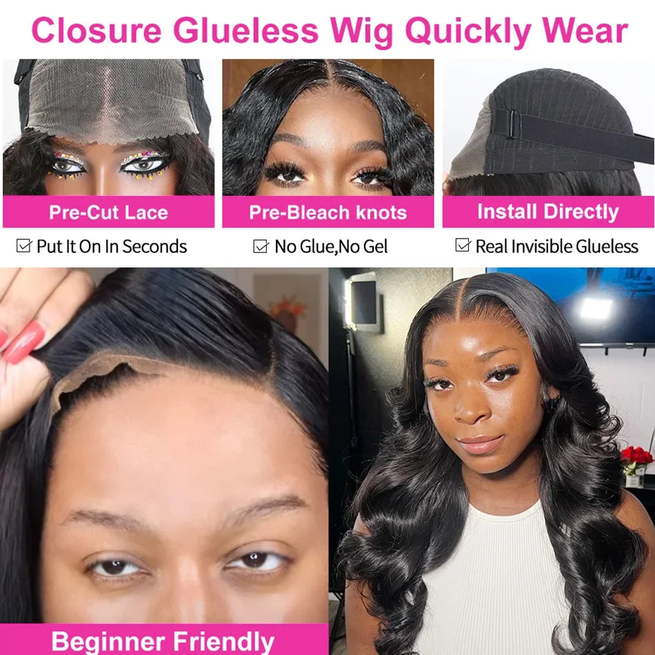 30 40 Inch 5x5 Glueless 250 Density 13x6 HD Transparent Lace Frontal Wig Human Hair 13x4 Body Wave Lace Front Wigs For Women
