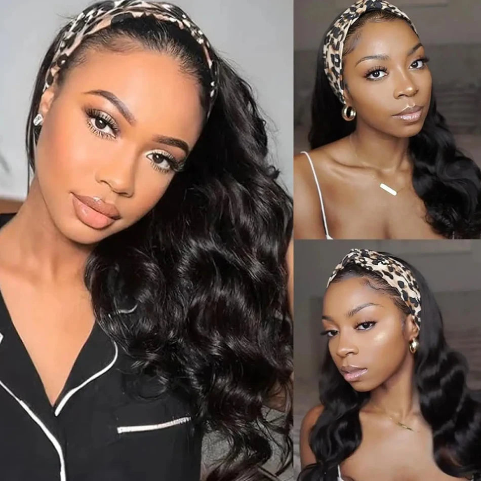 30 Inch Headband Wig Human Hair Body Wave Wig 250Density Virgin Human Hair Wigs For Black Women Brazilian Ready To Wear Wig