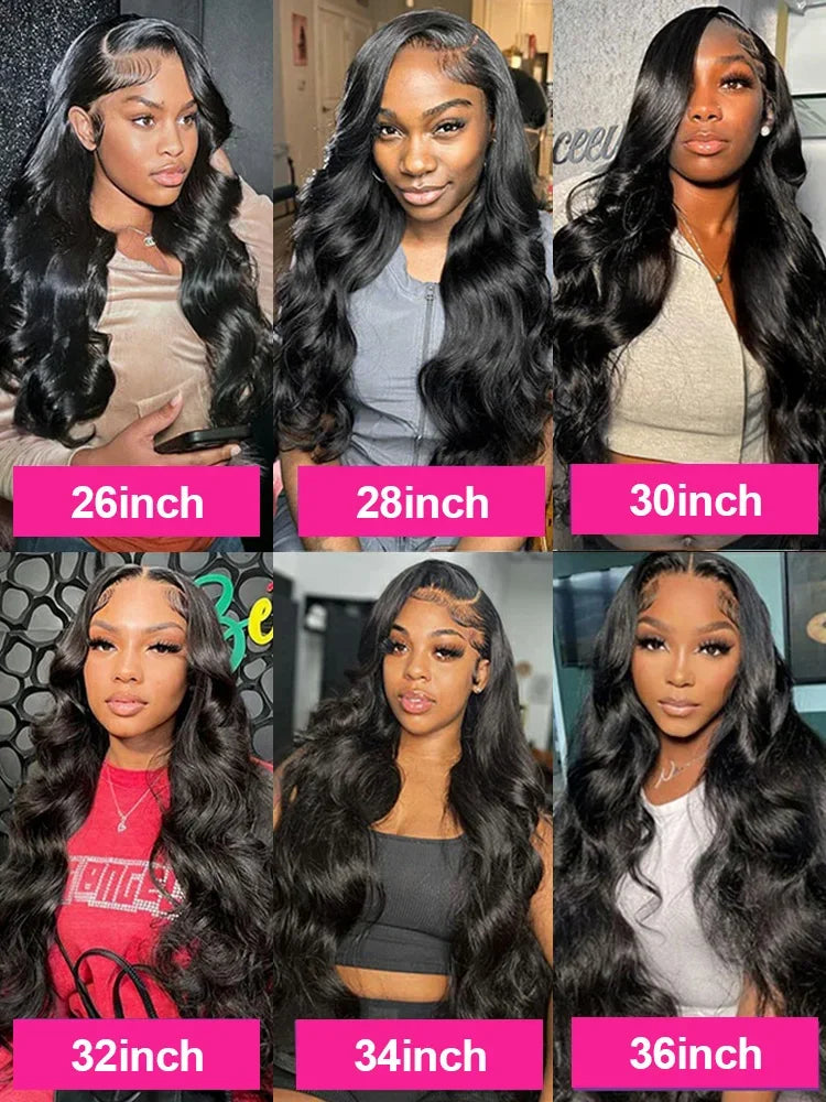 30 40 Inch 5x5 Glueless 250 Density 13x6 HD Transparent Lace Frontal Wig Human Hair 13x4 Body Wave Lace Front Wigs For Women