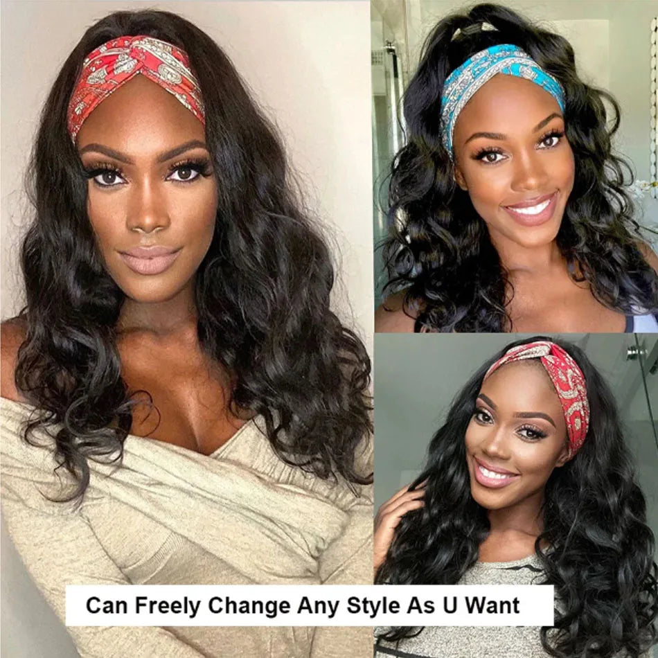 30 Inch Headband Wig Human Hair Body Wave Wig 250Density Virgin Human Hair Wigs For Black Women Brazilian Ready To Wear Wig