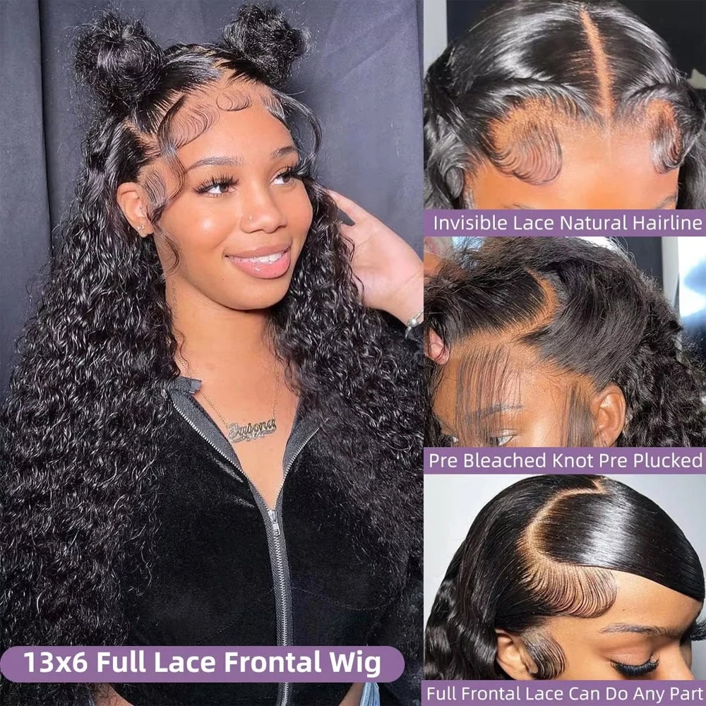 13x6 Lace Front Wigs Human Hair 200 Density Pre Plucked Deep wave 13x4 HD Lace Frontal Wigs Human Hair with Baby Hair for Women