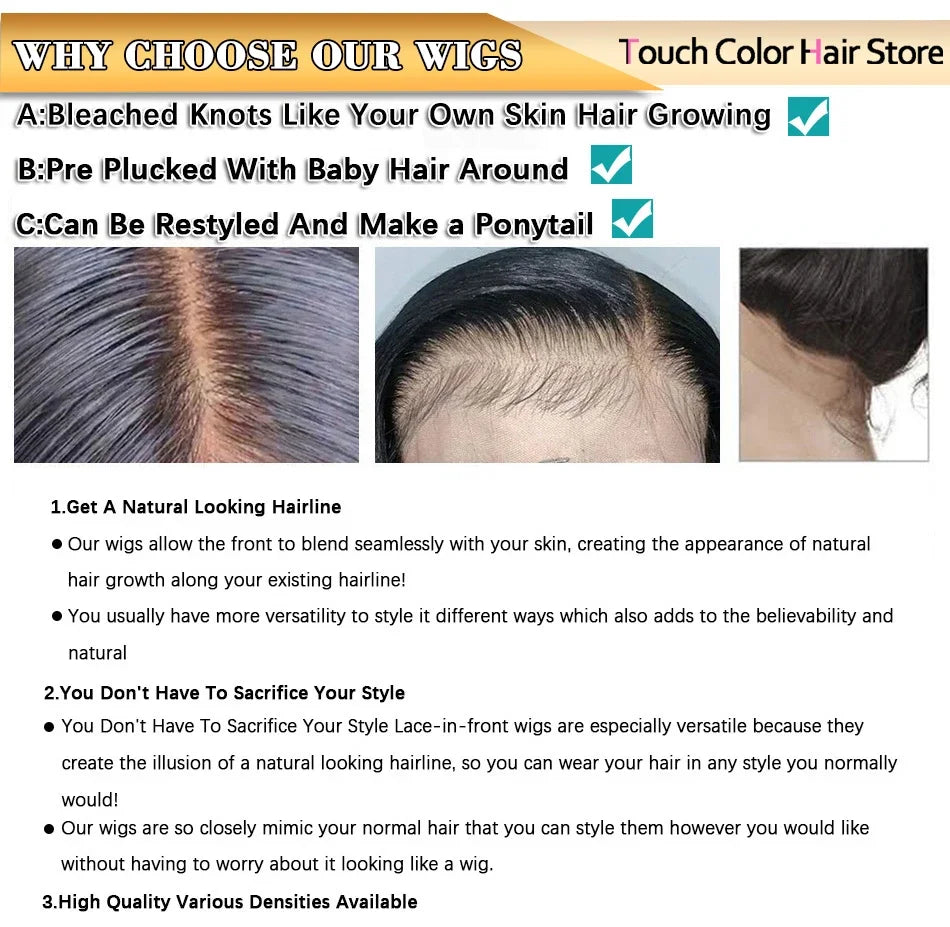 30-40 Inch 5x5 Glueless Human Hair Wig, 250 Density, 13x6 HD Transparent Lace Frontal, 13x4 Body Wave Lace Front Wig for Women