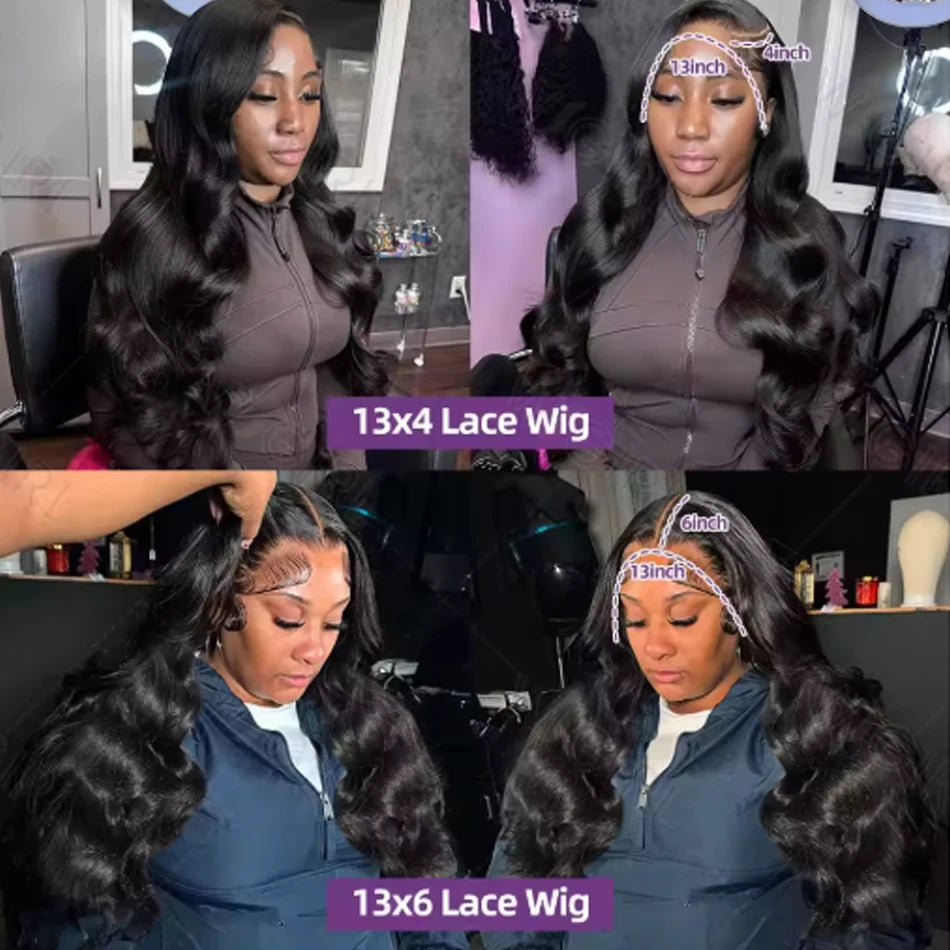 30-40 Inch 5x5 Glueless Human Hair Wig, 250 Density, 13x6 HD Transparent Lace Frontal, 13x4 Body Wave Lace Front Wig for Women