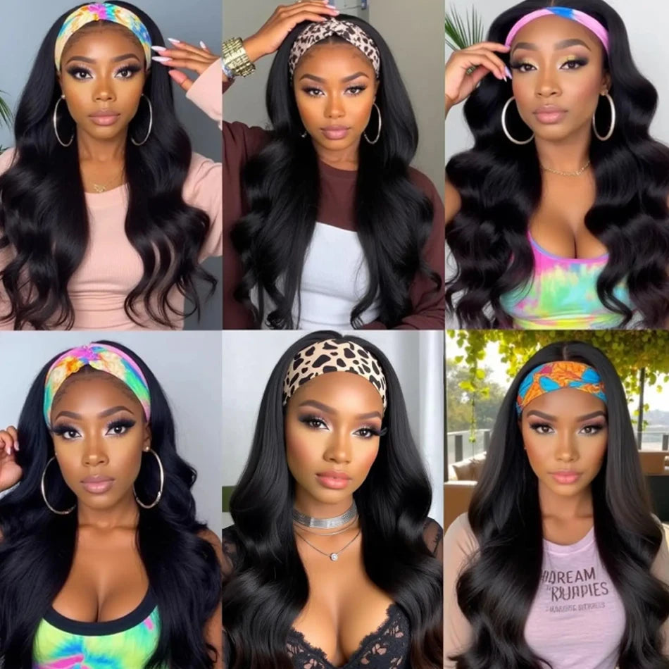 30 Inch Headband Wig Human Hair Body Wave Wig 250Density Virgin Human Hair Wigs For Black Women Brazilian Ready To Wear Wig