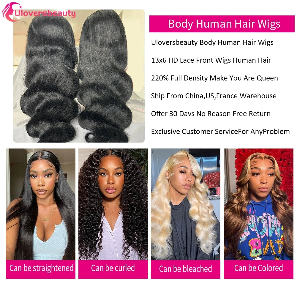 24 26 30Inch Body Wave Human Hair Wigs 13x6 HD Lace Human Hair Wig Raw Hair Wigs On Clearance Sale 220% Glueless Wigs Human Hair