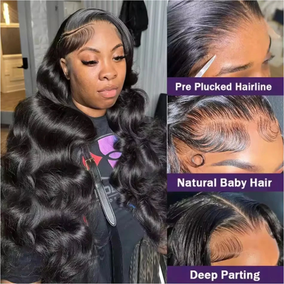 30-40 Inch 5x5 Glueless Human Hair Wig, 250 Density, 13x6 HD Transparent Lace Frontal, 13x4 Body Wave Lace Front Wig for Women