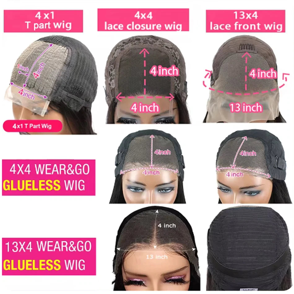 30-40 Inch 5x5 Glueless Human Hair Wig, 250 Density, 13x6 HD Transparent Lace Frontal, 13x4 Body Wave Lace Front Wig for Women