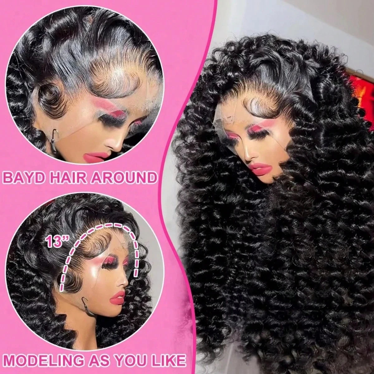 250 Density Curly 13x6 13×4 5×5 HD Transparent Deep Wave Lace Front Wig Human Hair For Black Women 40 42 Inch Pre Plucked Brazil