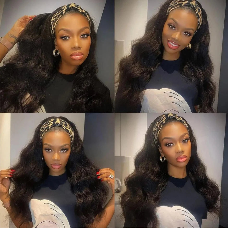 30 Inch Headband Wig Human Hair Body Wave Wig 250Density Virgin Human Hair Wigs For Black Women Brazilian Ready To Wear Wig