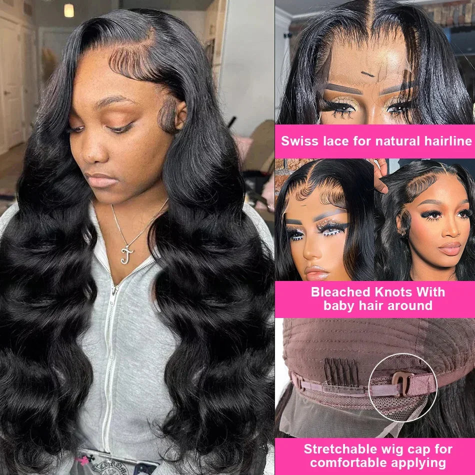 30 40 Inch 5x5 Glueless 250 Density 13x6 HD Transparent Lace Frontal Wig Human Hair 13x4 Body Wave Lace Front Wigs For Women