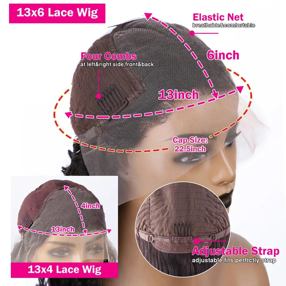 30 40 Inch 5x5 Glueless 250 Density 13x6 HD Transparent Lace Frontal Wig Human Hair 13x4 Body Wave Lace Front Wigs For Women