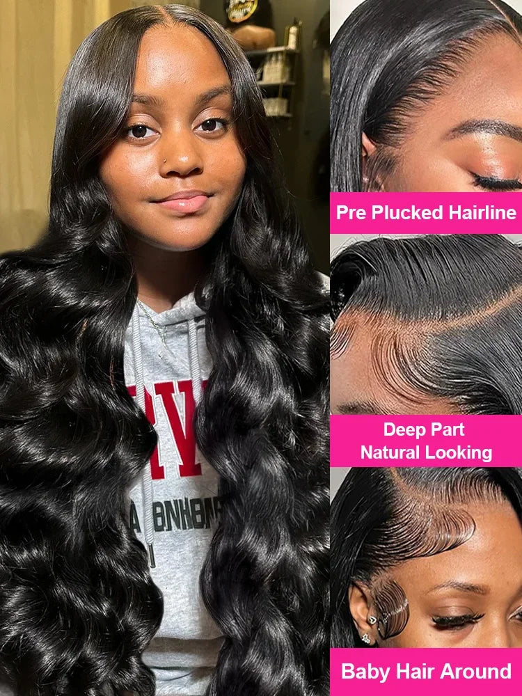 30 40 Inch 5x5 Glueless 250 Density 13x6 HD Transparent Lace Frontal Wig Human Hair 13x4 Body Wave Lace Front Wigs For Women
