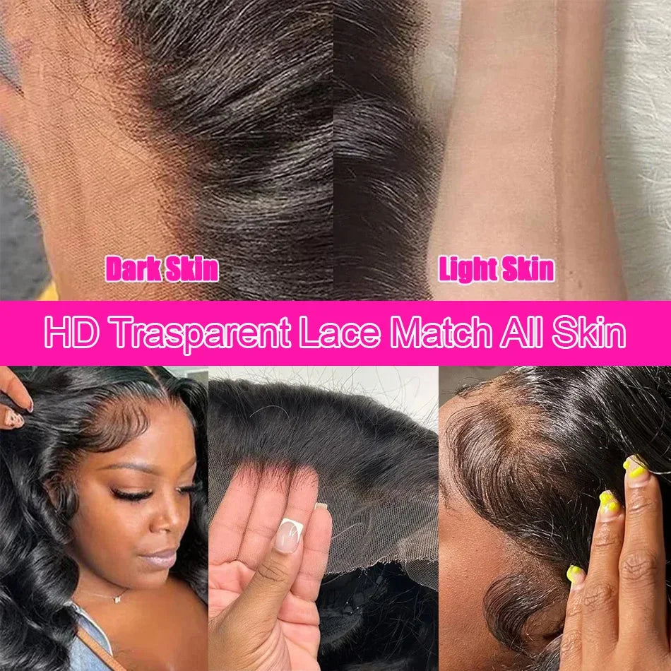 30 40 Inch 5x5 Glueless 250 Density 13x6 HD Transparent Lace Frontal Wig Human Hair 13x4 Body Wave Lace Front Wigs For Women