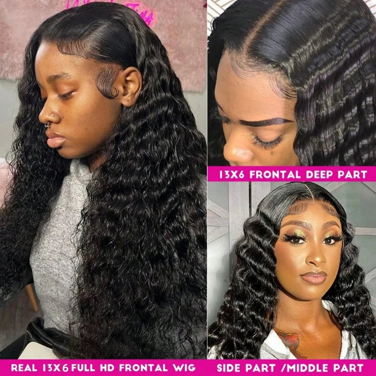 250 Density Curly 13x6 13×4 5×5 HD Transparent Deep Wave Lace Front Wig Human Hair For Black Women 40 42 Inch Pre Plucked Brazil