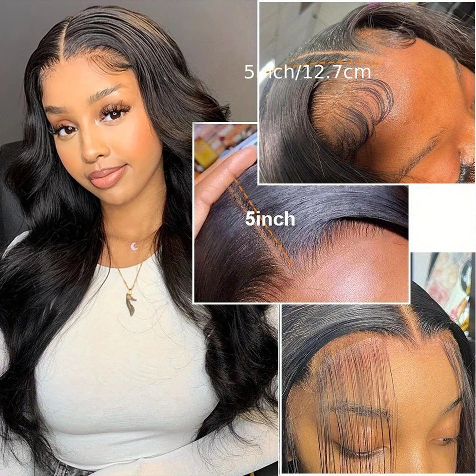 13*5 Body Wave Lace Front Human Hair Wigs with Transparent Lace & Pre-Plucked Brazilian Body Wave Lace Wig, Natural Look