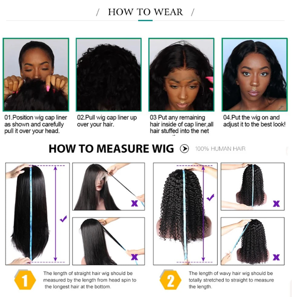 30-40 Inch 5x5 Glueless Human Hair Wig, 250 Density, 13x6 HD Transparent Lace Frontal, 13x4 Body Wave Lace Front Wig for Women