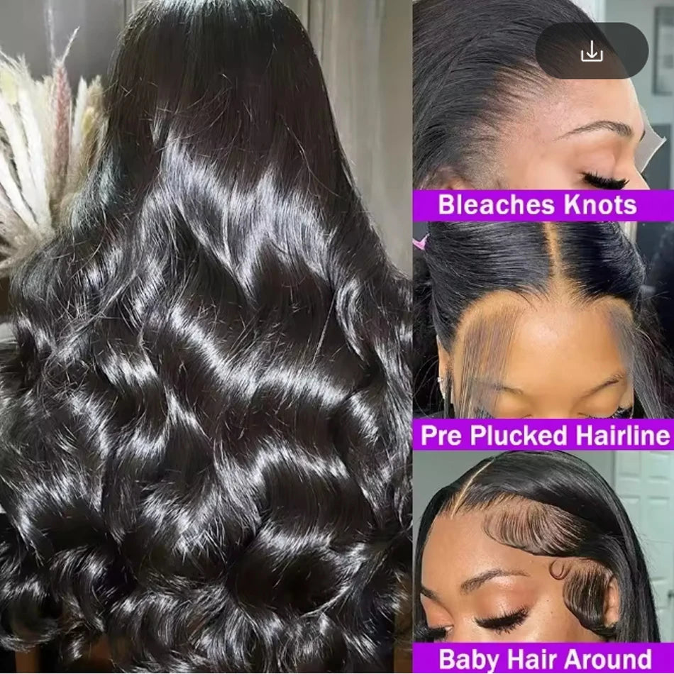 30-40 Inch 5x5 Glueless Human Hair Wig, 250 Density, 13x6 HD Transparent Lace Frontal, 13x4 Body Wave Lace Front Wig for Women