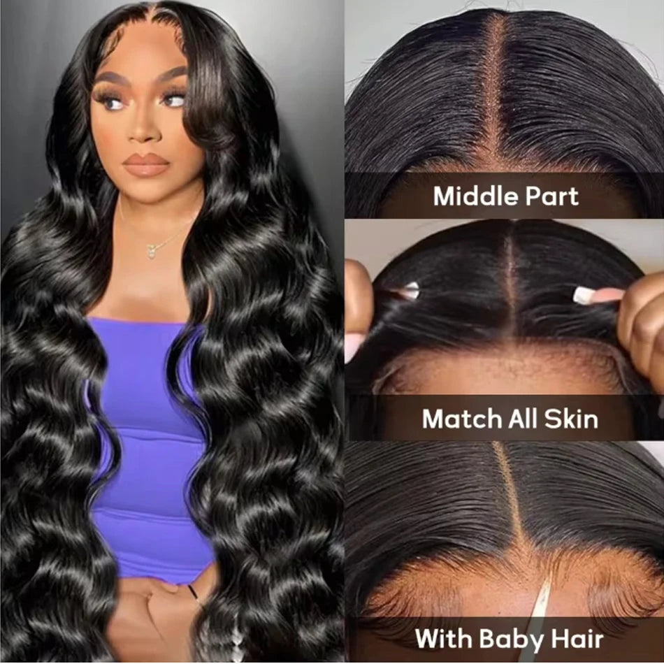 30-40 Inch 5x5 Glueless Human Hair Wig, 250 Density, 13x6 HD Transparent Lace Frontal, 13x4 Body Wave Lace Front Wig for Women